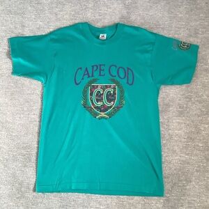 Fruit of the Loom Vintage Teal Cape Cod Graphic T-Shirt Sz. L